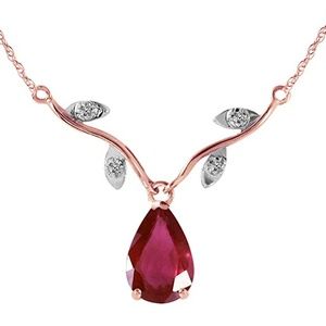 Rose Gold Natural 1.52 Carat Ruby Diamond necklace